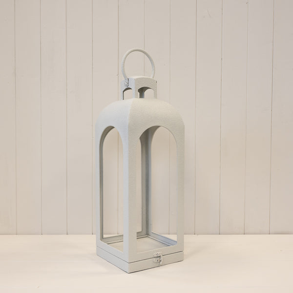 White Metal Open Faced Lantern - Medium