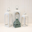 Off White Metal Open Faced Lantern Large