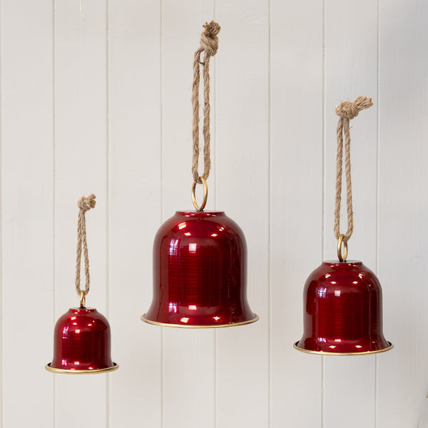 Burgundy Bells with Hanger - Set of Three