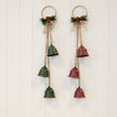 Hanging Trio of Red Bells on Hoop