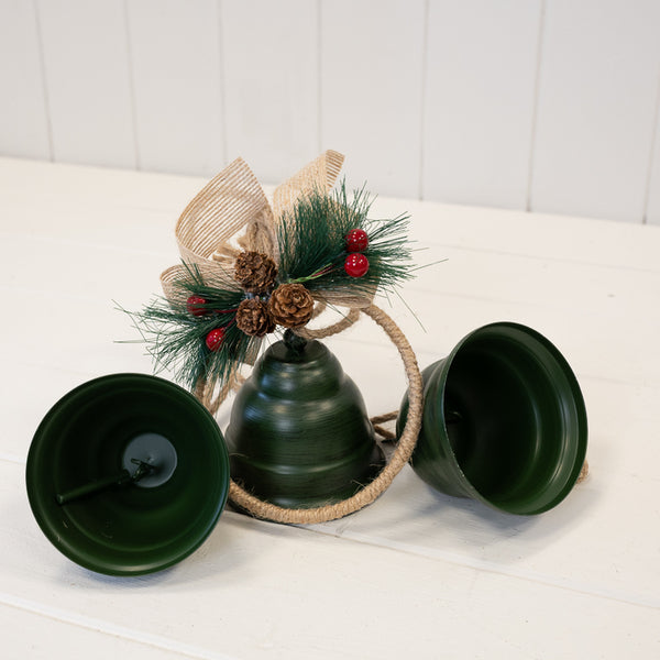 Forest green hanging bell decoration for traditional Christmas styling