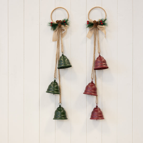Deep forest green bell hoop decoration for festive home styling