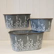 Set of Three Meadow Oval Zinc Planters