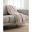 Pale pink floral faux mohair throw blanket from Malini, soft and cozy for home decor and comfort.