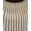 Textured beige striped vase from Hill Interiors, Pallida collection, showcasing a modern ceramic vase with subtle striped design.