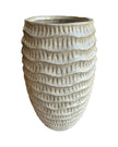 Pallida Textured Beige Vase - Tall Ridged Vase - VasesVases - Lulu Loves Home