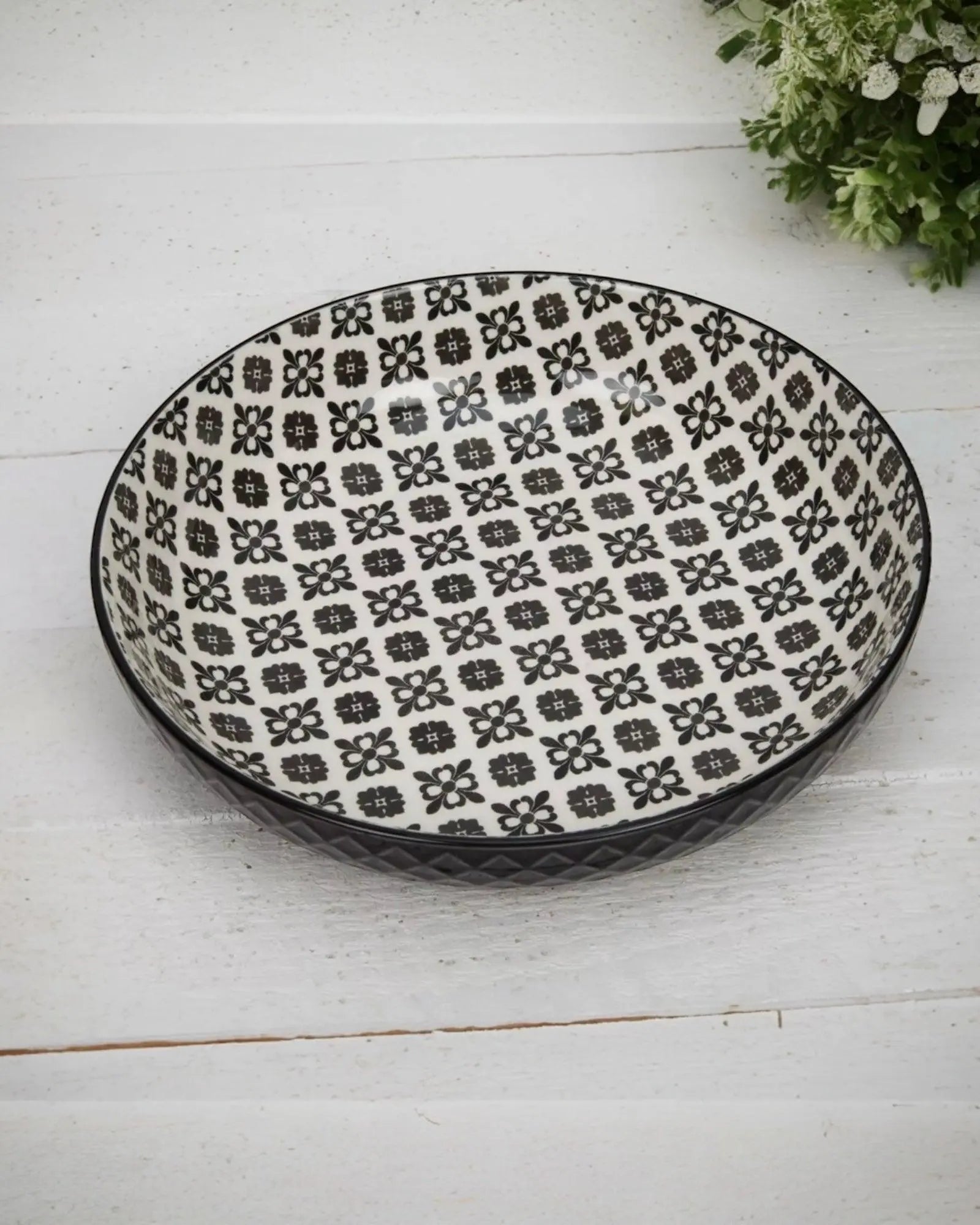 Patterned Nordic Monochrome Pasta Bowls - Set of Four - Kitchen & DiningKitchen & Dining - Lulu Loves Home
