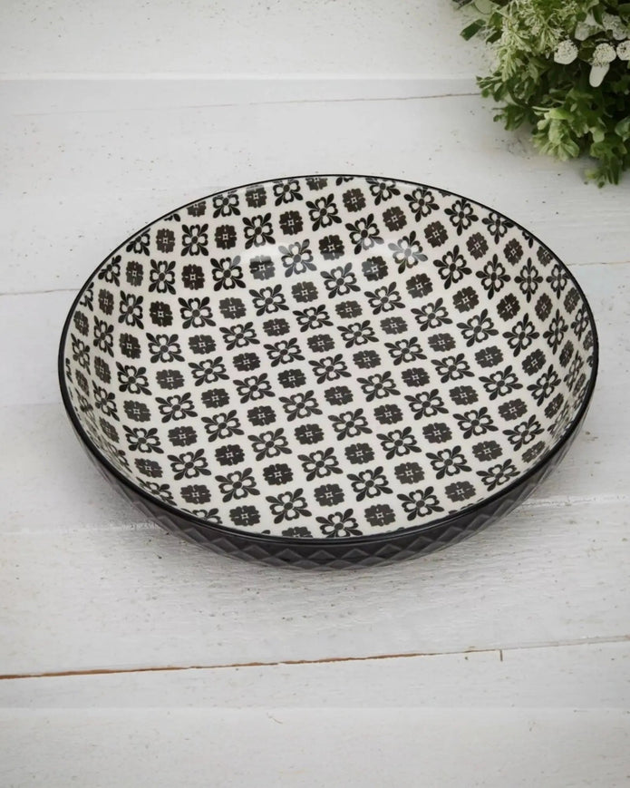 Patterned Nordic Monochrome Pasta Bowls - Set of Four - Kitchen & DiningKitchen & Dining - Lulu Loves Home