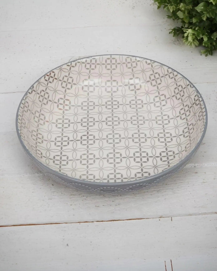 Patterned Nordic Monochrome Pasta Bowls - Set of Four - Kitchen & DiningKitchen & Dining - Lulu Loves Home