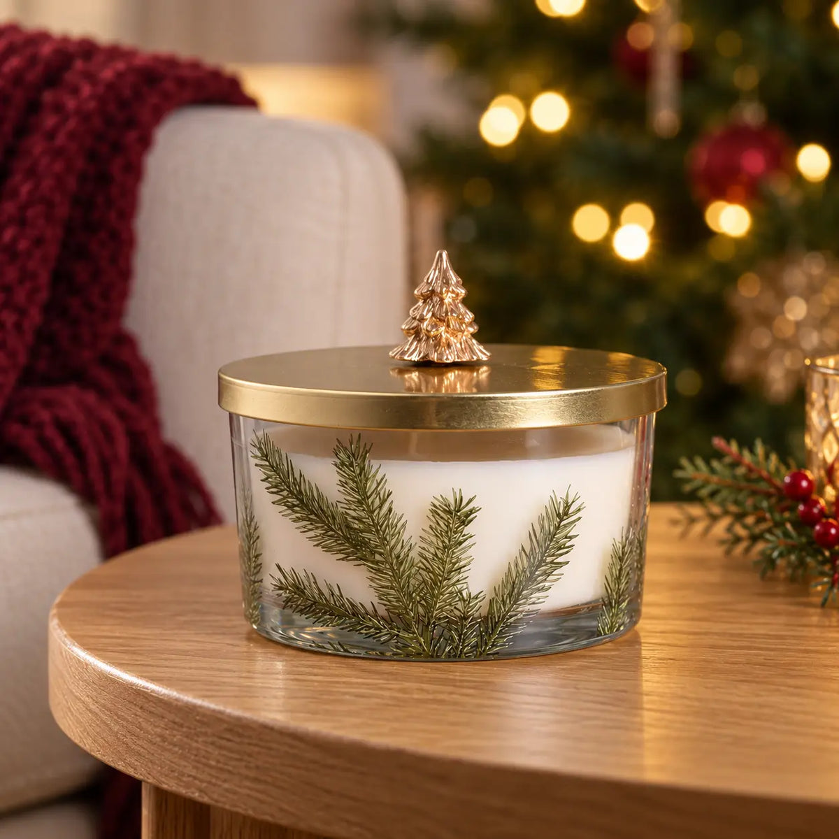 Widdop & Co Pine Pattern scented candle, 430g candle in decorative pine design jar