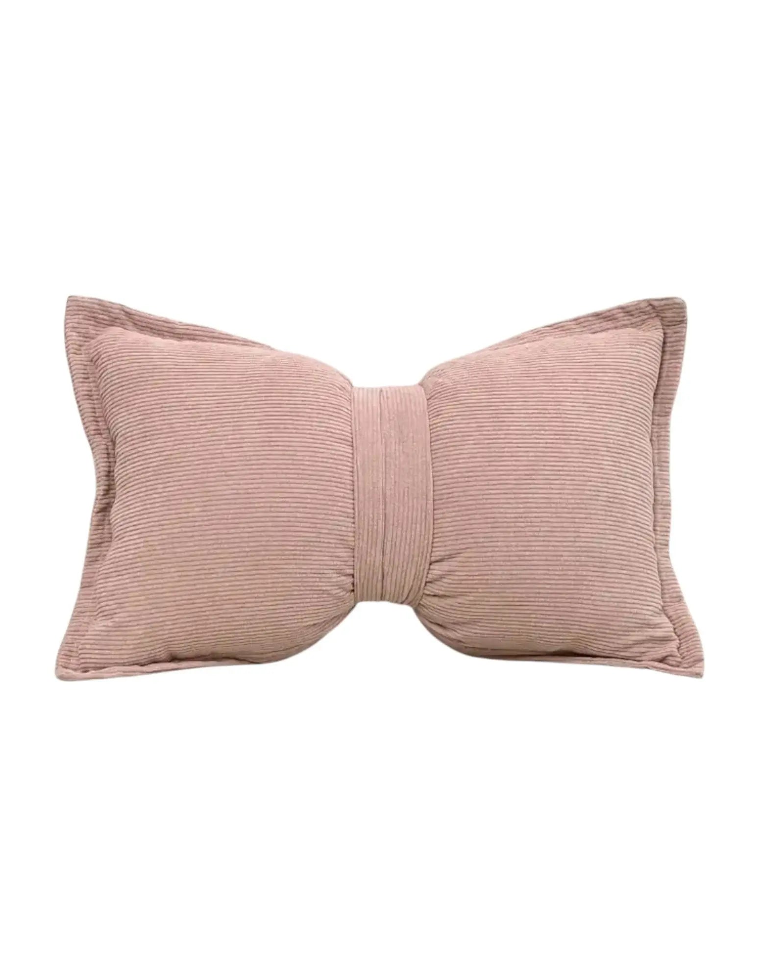 Pink Corduroy Striped Bow Cushion - PRE ORDER TWO WEEK DELIVERY - Soft FurnishingsSoft Furnishings - Lulu Loves Home