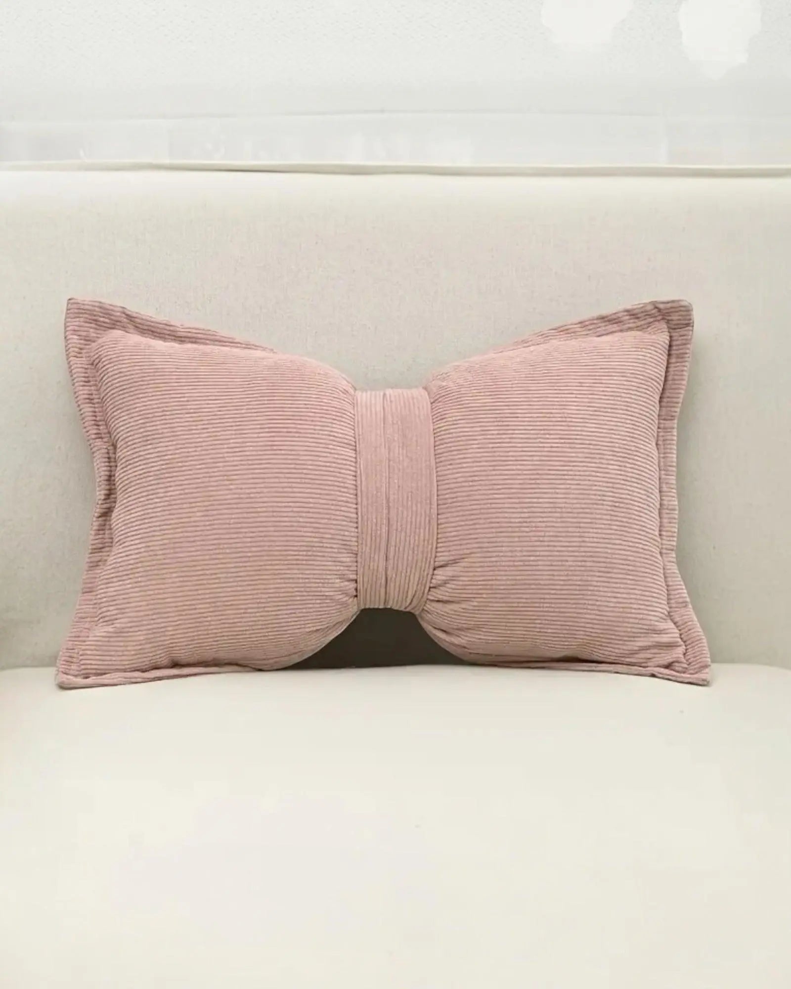 Pink Corduroy Striped Bow Cushion - PRE ORDER TWO WEEK DELIVERY - Soft FurnishingsSoft Furnishings - Lulu Loves Home
