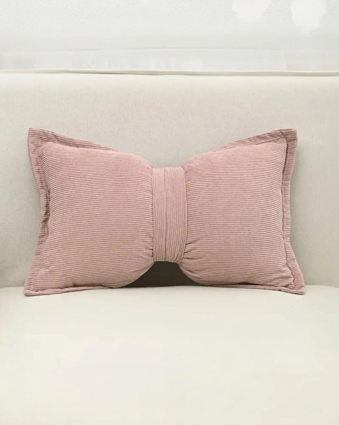 Pink Corduroy Striped Bow Cushion - PRE ORDER TWO WEEK DELIVERY - Soft FurnishingsSoft Furnishings - Lulu Loves Home