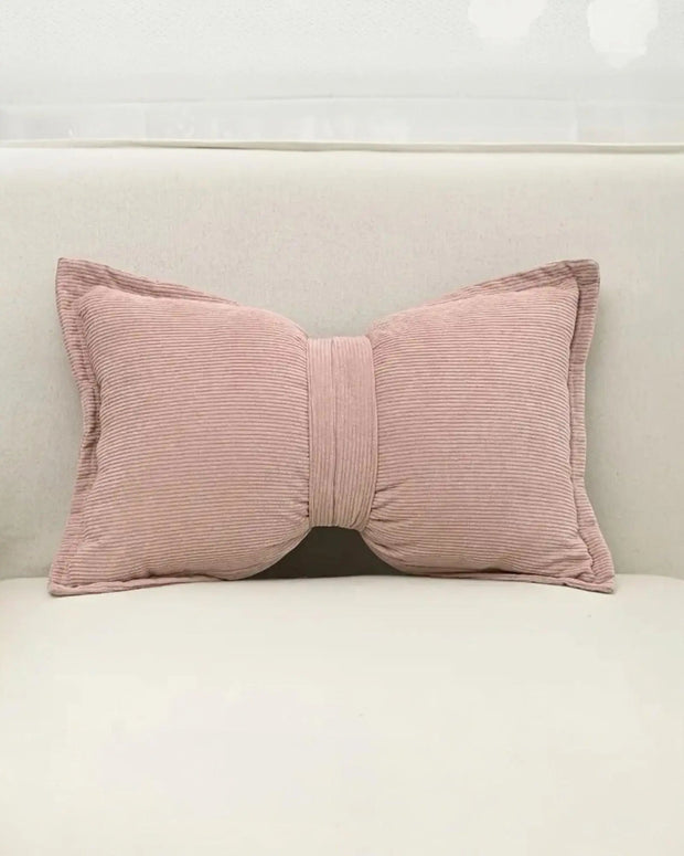 Pink Corduroy Striped Bow Cushion - PRE ORDER TWO WEEK DELIVERY - Soft FurnishingsSoft Furnishings - Lulu Loves Home