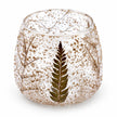 Glass botanical tealight candle holder with Christmas-themed design by Ancient Wisdom, featuring intricate plant patterns.