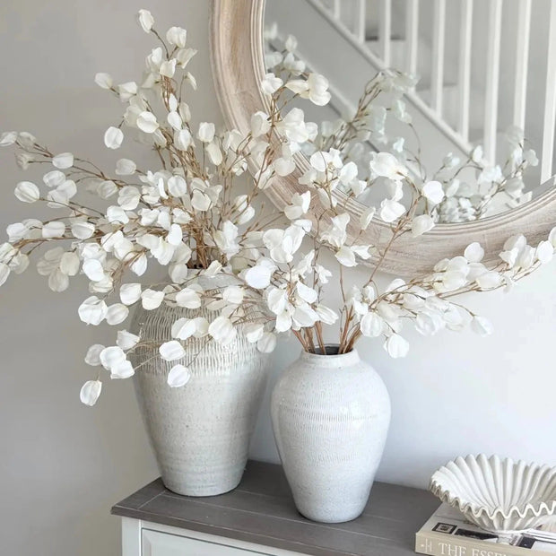 Artificial Pure Dreamy White Lantern Stem by Lulu Loves Home, showcasing realistic white lantern-style plant with delicate leaves.