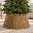 Satchville raffia extra large Christmas tree skirt with scalloped edge