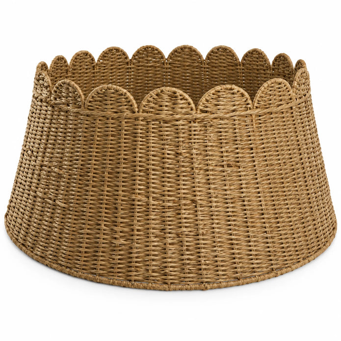 Satchville raffia extra large Christmas tree skirt with scalloped edge