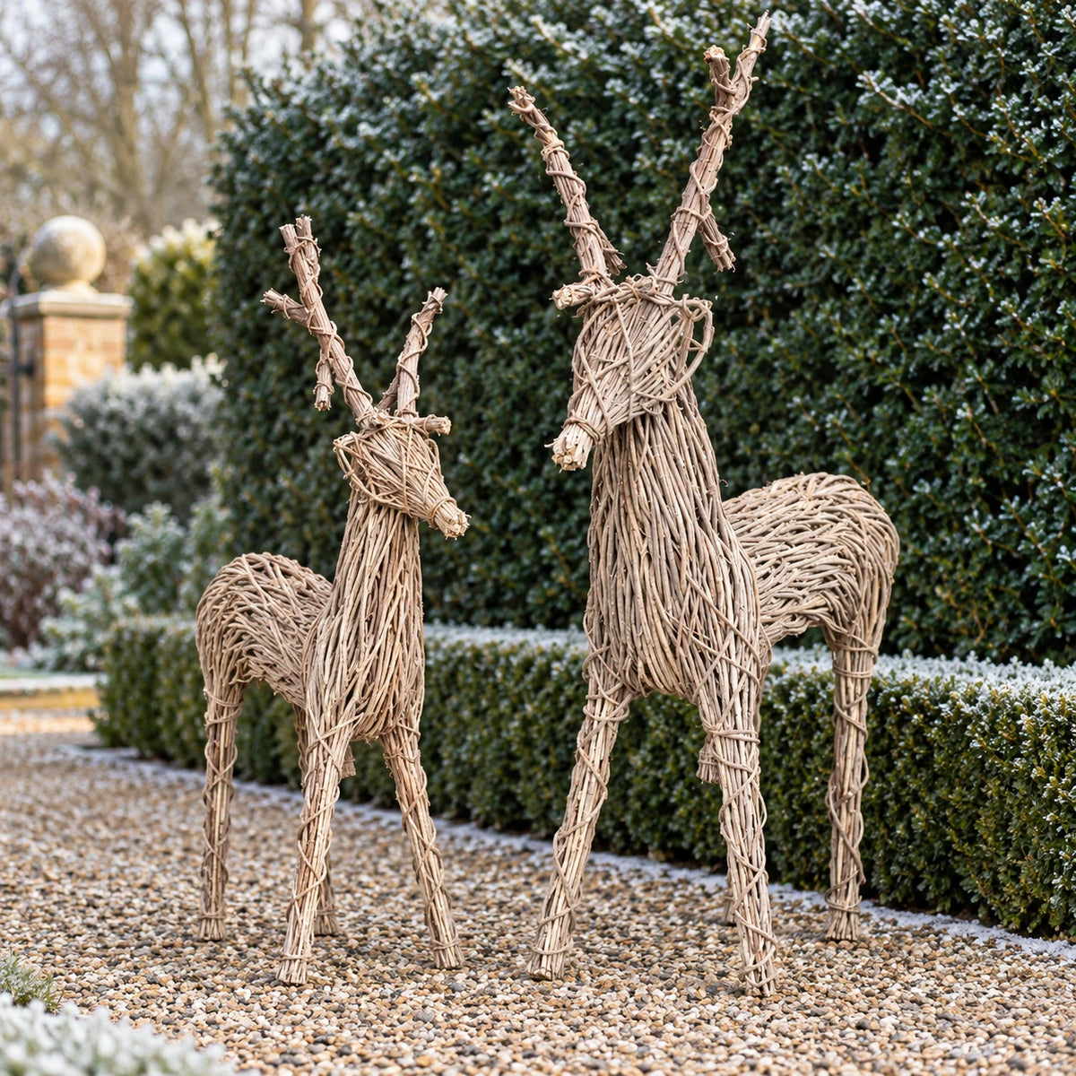Rattan standing outdoor reindeer Christmas garden decoration by Pacific Lifestyle Limited