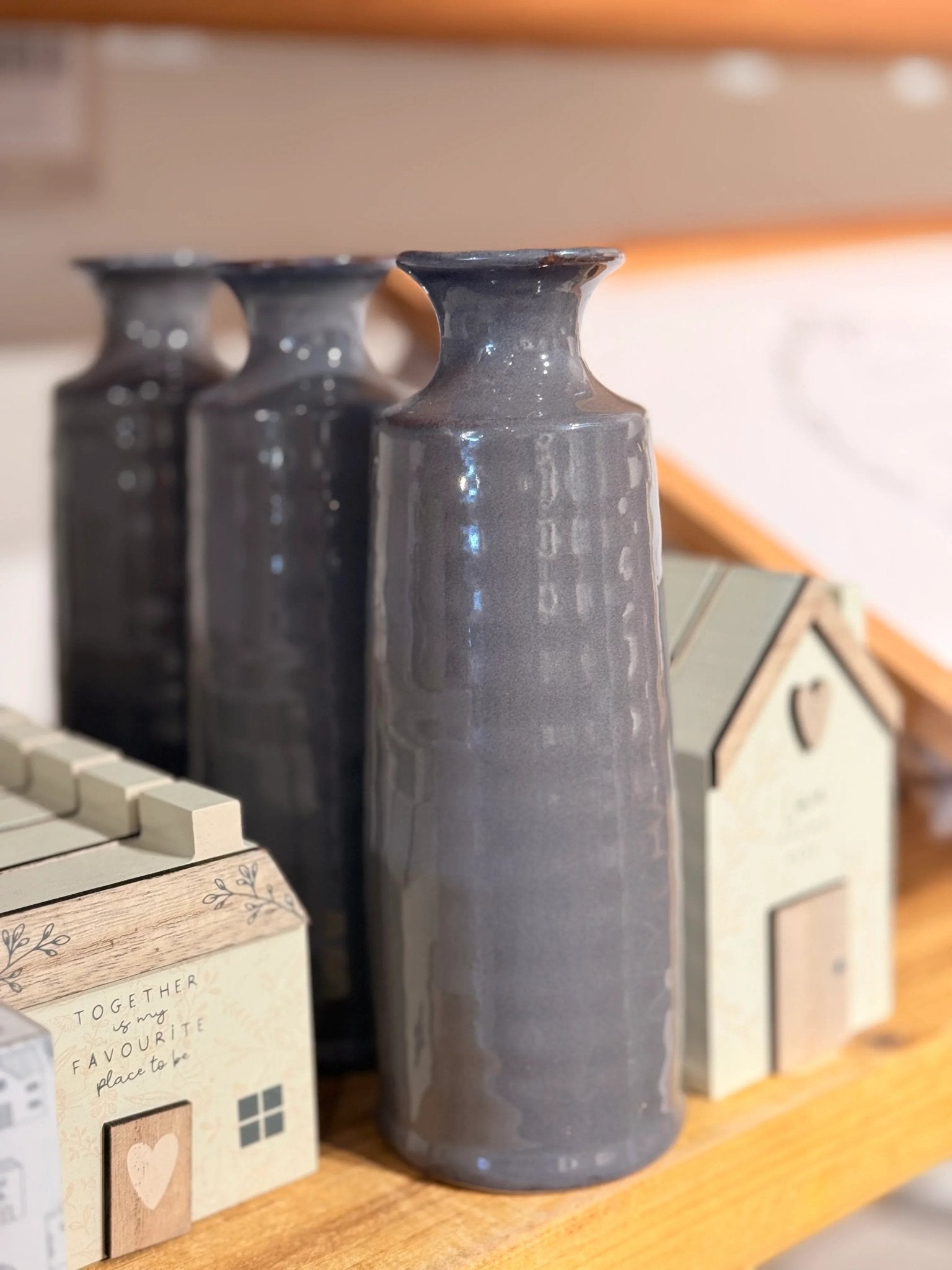 Reactive Glaze Grey Bottle Vase - Home DecorHome Decor - Lulu Loves Home