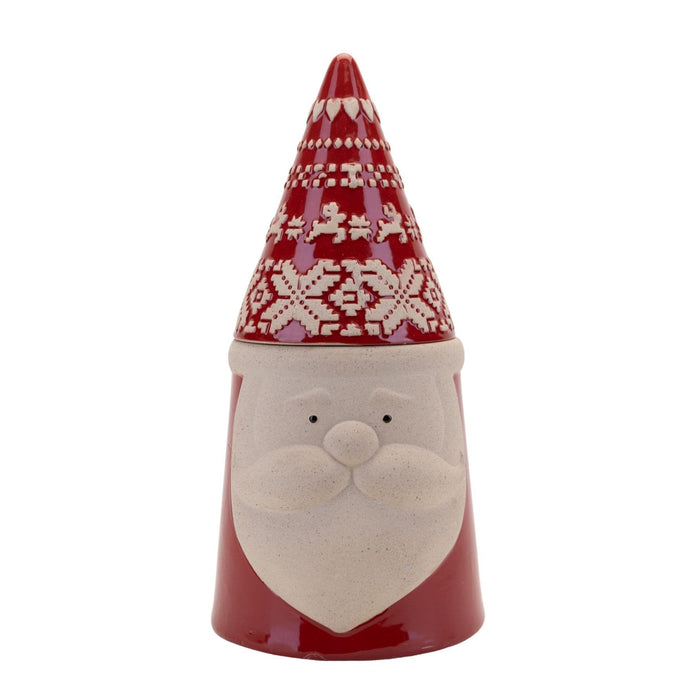 Red and White Nordic Scandi Santa Clause Christmas Cookie Jar