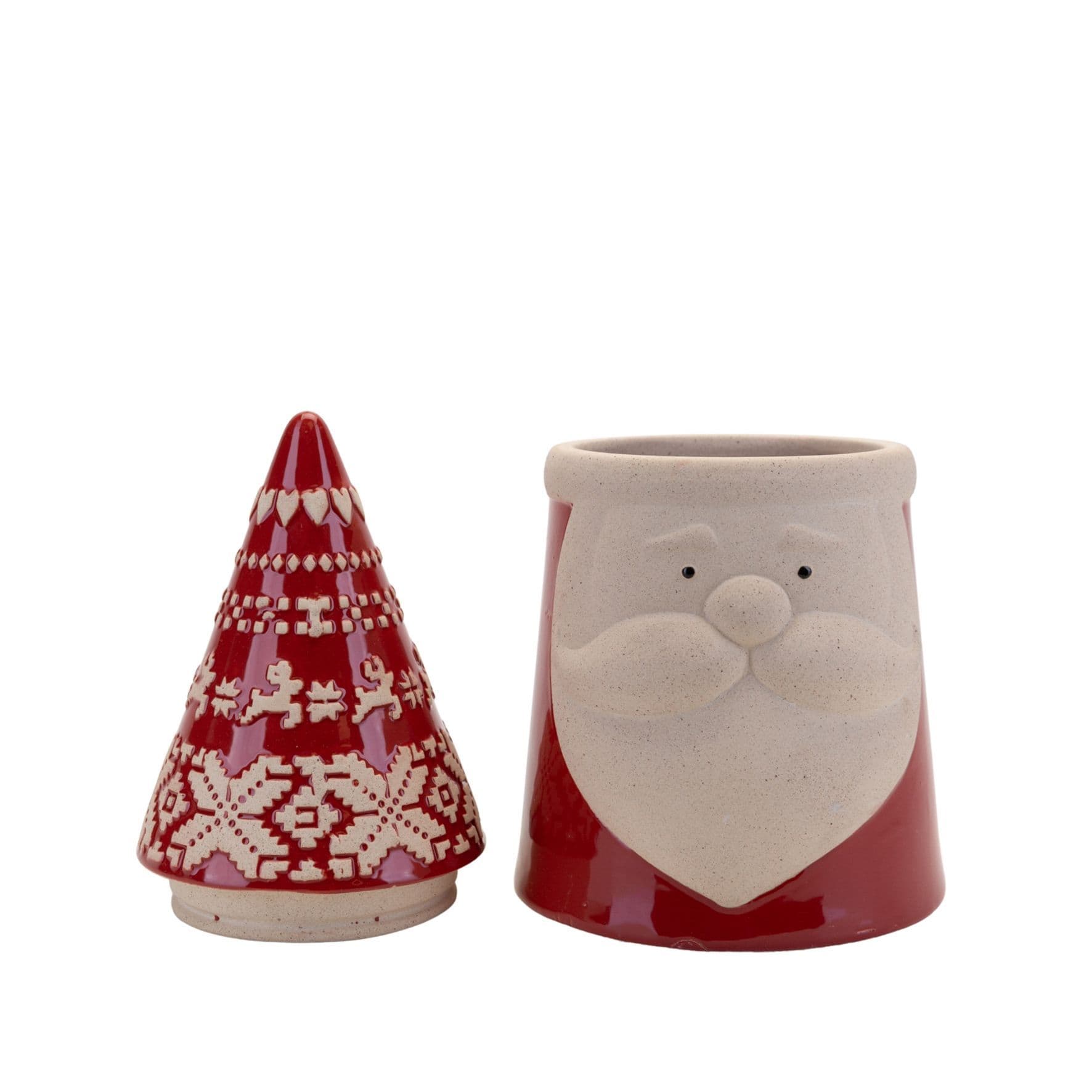 Red and White Nordic Scandi Santa Clause Christmas Cookie Jar