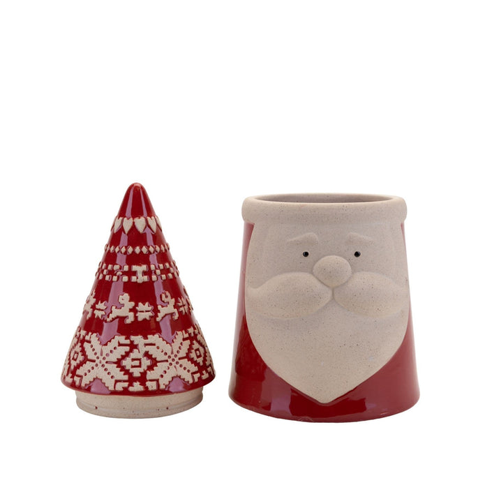 Red and White Nordic Scandi Santa Clause Christmas Cookie Jar