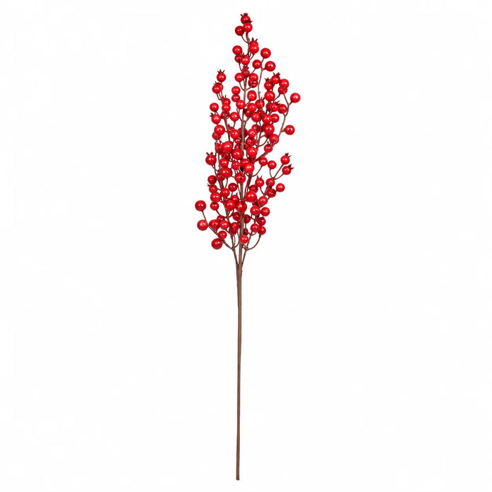 Full single 60cm Red Berries Stem on white