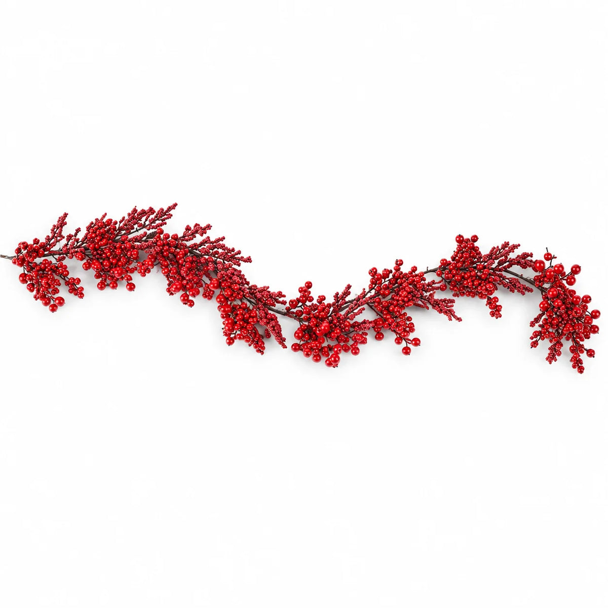 Full Red Berry Burst Luxury Garland on a white background