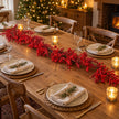 Red Berry Burst Luxury Garland styled along a Christmas dining table