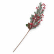 Full-length 60cm red berry and cedar festive stem on a white background.