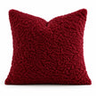 Front studio view of the red burgundy bouclé cushion cover