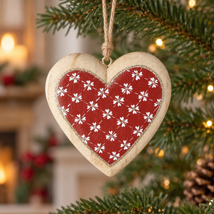 Red and cream heart Christmas decorations mix by Heaven Sends