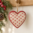 Red and cream heart Christmas decorations by Heaven Sends on an oak peg