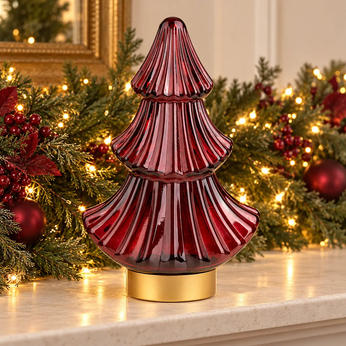 Red hummingbird LED Christmas tree lamp by Candlelight Products Ltd, illuminated decorative light for holiday décor.