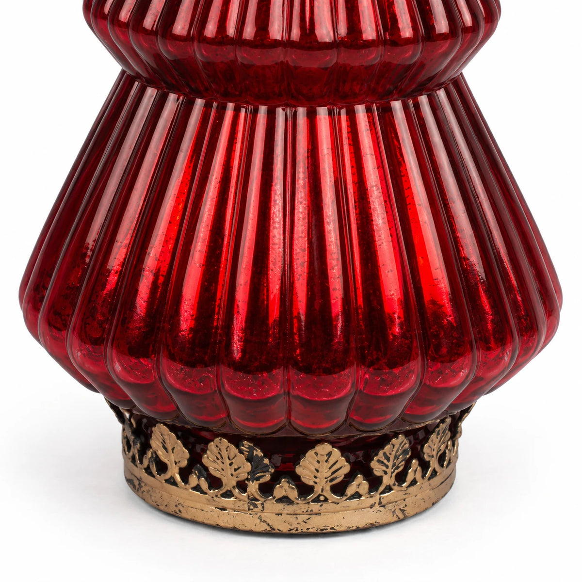Red LED glass Christmas tree with illuminated design and glass base by Originals International Ltd
