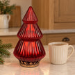 Red large light-up LED glass Christmas tree by Originals International Ltd, 22cm decoration