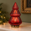 Red large light-up LED glass Christmas tree by Originals International Ltd, 22cm mantel decoration