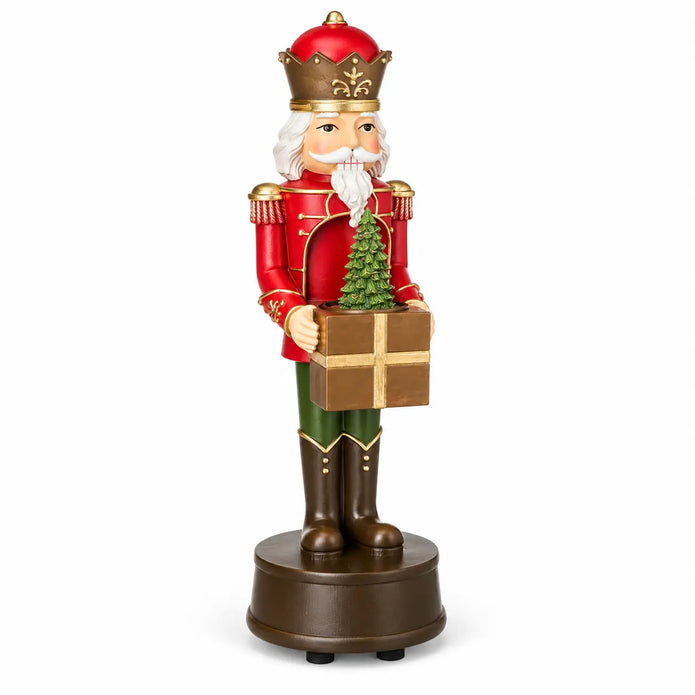 Red musical spinning soldier shown at a slight angle on white background