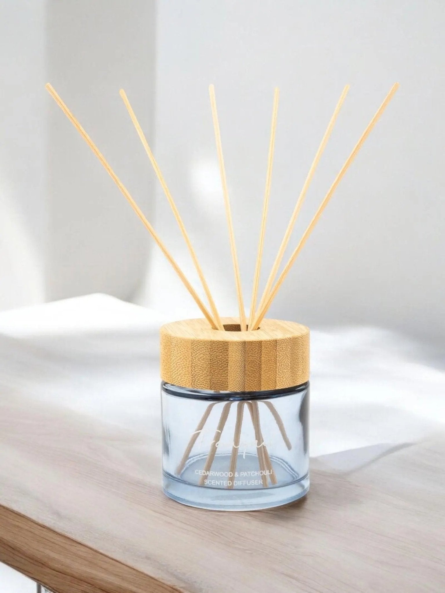 Reed Diffuser Bamboo Lid with Woodsage & Sea Salt Scent - Tranquil - Reed DiffuserReed Diffuser - Lulu Loves Home
