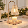 Widdop & Co candle warmer lamp with reeded glass shade on a console table
