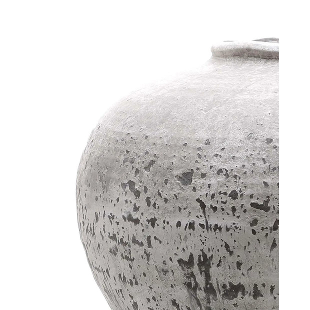 Rustic matte neutral stone vase from Hill Interiors with a textured finish, perfect for rustic or modern decor.