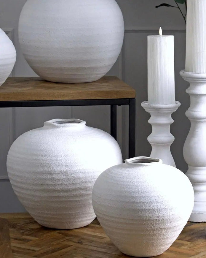 Regola Matt White Stone Vase - VasesVases - Lulu Loves Home