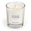 Heaven Scent Rhubarb & Ginger Small Candle, close-up of cream wax and the unlit wick
