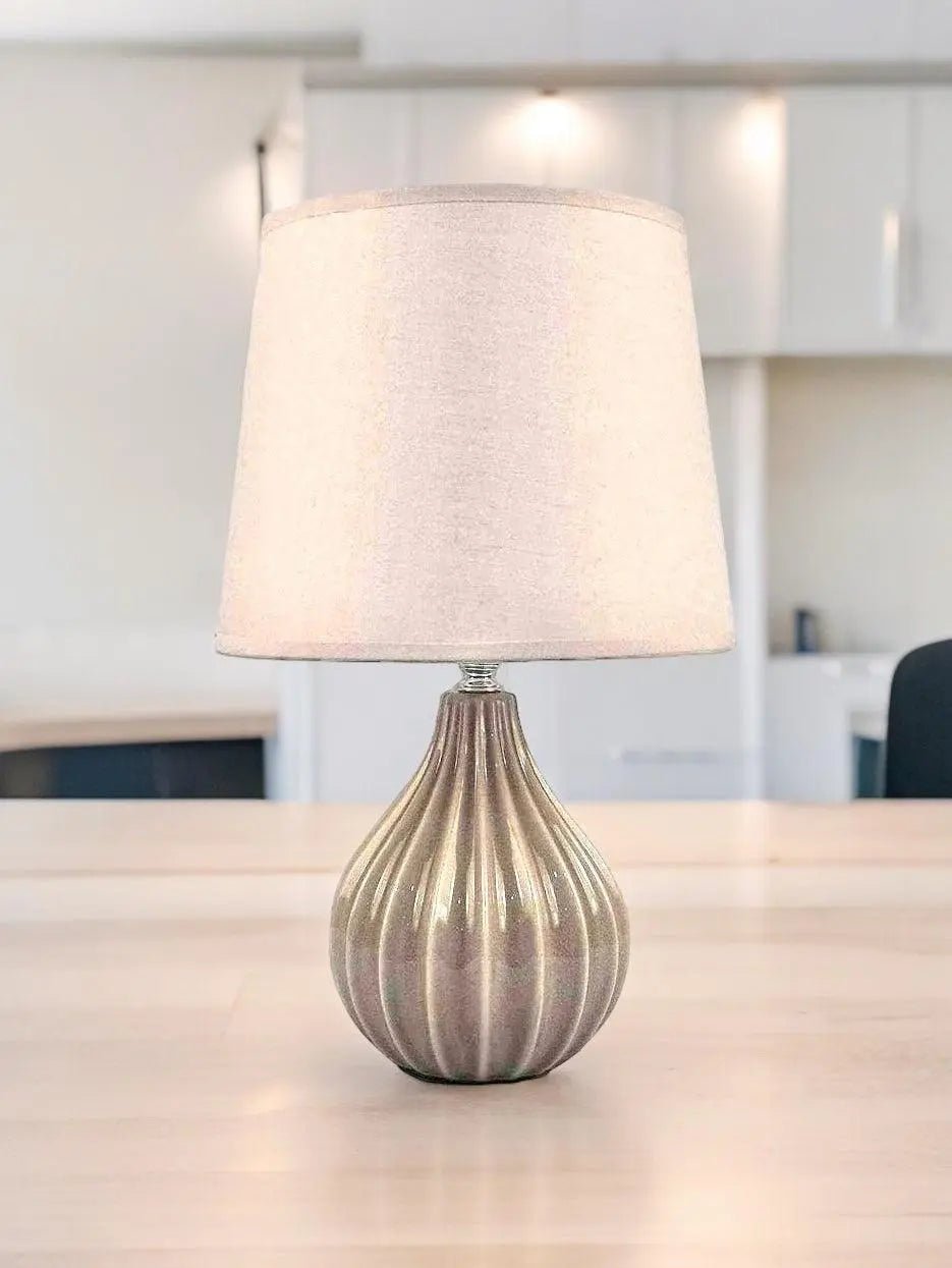 Ribbed Brown Table Medium Lamp - LightingLighting - Lulu Loves Home