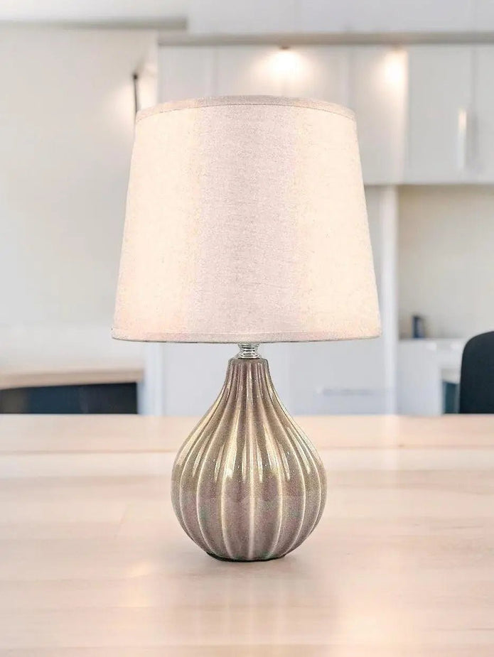 Ribbed Brown Table Medium Lamp - LightingLighting - Lulu Loves Home