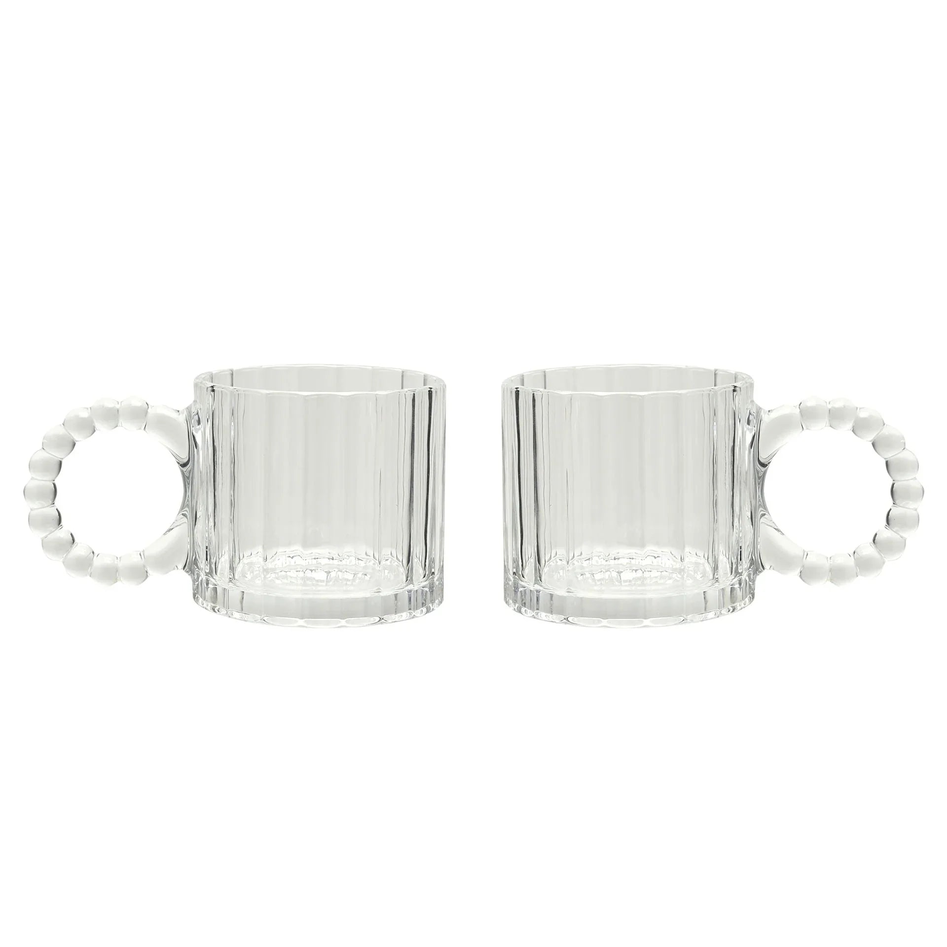 Ribbed Clear Glass Bobble Mugs - Set of Two - Kitchen & DiningKitchen & Dining - Lulu Loves Home