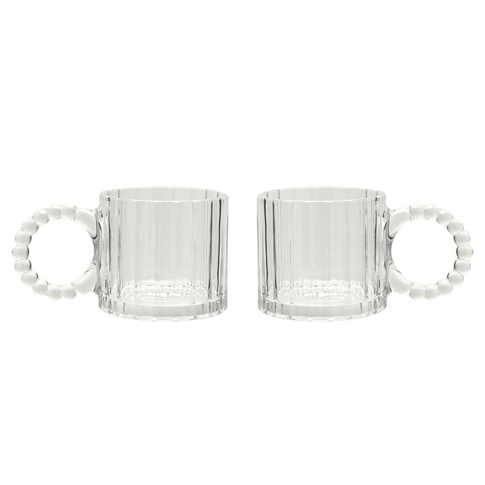 Ribbed Clear Glass Bobble Mugs - Set of Two - Kitchen & DiningKitchen & Dining - Lulu Loves Home