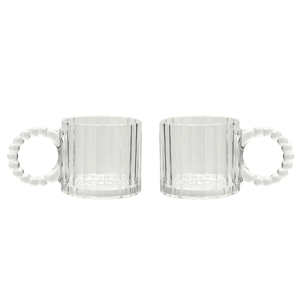 Ribbed Clear Glass Bobble Mugs - Set of Two - Kitchen & DiningKitchen & Dining - Lulu Loves Home