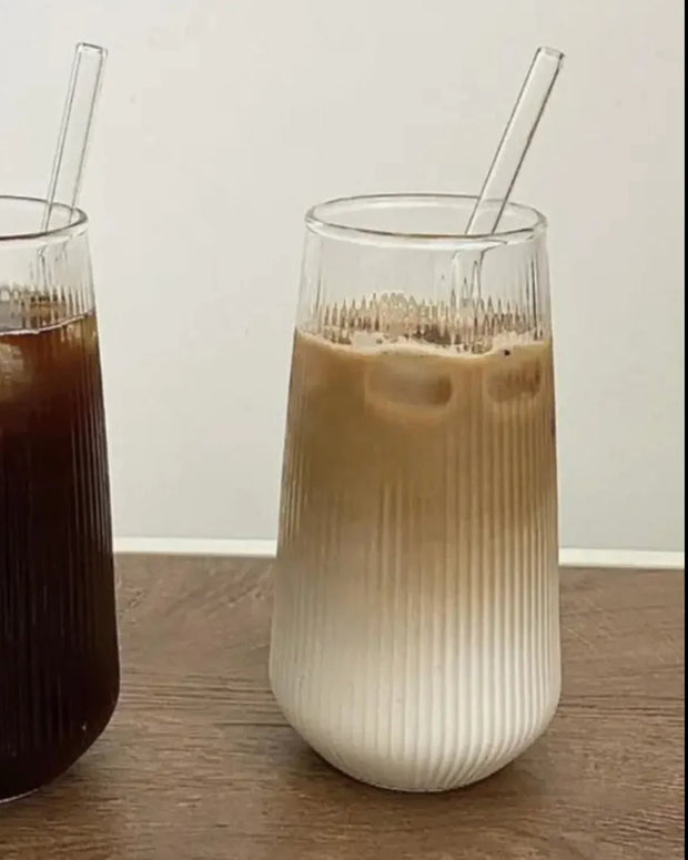 Ribbed Glass Iced Coffee Cup - Kitchen & DiningKitchen & Dining - Lulu Loves Home